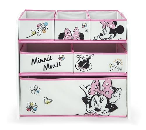 Disney Nixy Kids Minnie Mouse Klassischer Spielzeug-Organizer aus Holz mit 6 Aufbewahrungsbehältern