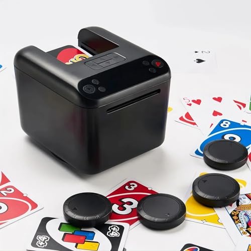 CUIYKAI Automatischer Elektrischer Kartensendemaschine, kompatibel mit Poker und UNO, Fähigkeit für 3 Kartenspiele, 4 Rufknöpfe, mit individuellem Modus und Texas Hold'em Poker Modus