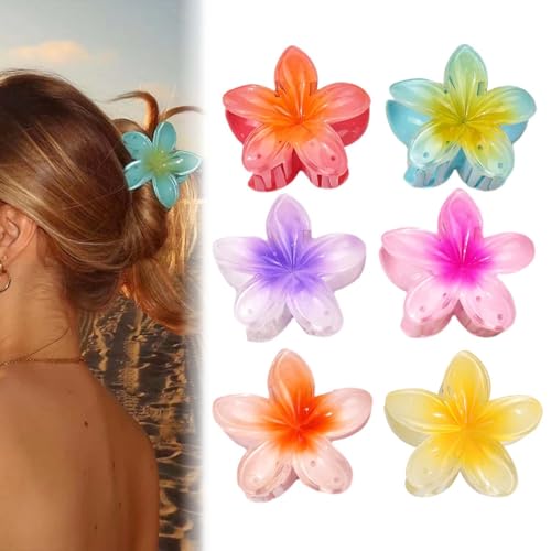 Blumen Haarklammer, 6 Stück Rutschfeste Haarklammer Blume, Niedliche Blumen Haarspangen, Bunt Flower Hair Claw Clip für Frauen, Große Haarklammern für Damen Frauen Dick/Dünn Haar, Acryl Blumen Klammer