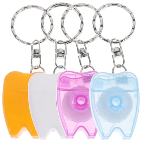 HEALIFTY 4 Stücke Tragbare Zahnseide Keychain Zahnarzt Geschenke Schlüsselanhänger Schlüsselanhänger Floss Stick Für Zahnreinigung (Gelegentliche Farbe 15 Mt)