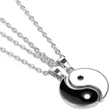 MiaLover 2 Stück Yin Yang Paar Halskette Taichi BFF Kette Freundschaftsketten Partner Schmuck ketten für beste Freunde,Liebhaber und Couple Geschenke(Sliber)