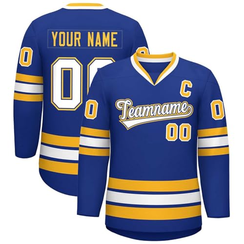 Hockey Trikot Feldhockey Trikot Eishockey Jersey Personalisierbares Namen/Team/Nummer/Logo, Langarm Atmungsaktiv Jersey für Männer Frauen Unisex,Teamtrikot Geschenke für Fans