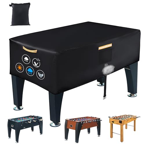Kickertisch Abdeckung,420D Oxford Abdeckplane für Kickertisch Wasserdicht,Universal Tischkicker Abdeckung Outdoor mit Wasserdichten Streifen,Belüftungsöffnungen and 4 Reflektierenden Streifen Griffe