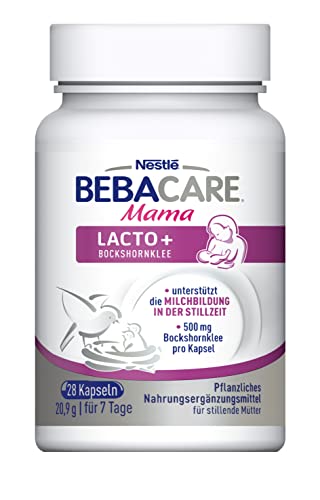 BEBACARE LACTO+ pflanzliches Nahrungsergänzungsmittel zur Unterstützung der Milchbildung, glutenfreie Bockshornklee-Kapseln für stillende Mütter, 1er Pack (1 x 28 Kapseln)
