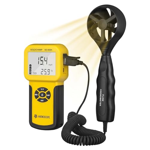 Anemometer windmesser, Digitales Anemometer Handmessgerät 826A Windmesser Windmessgerät/Temperatur ℃/℉, Digitaler Windmesser Max/Min/Durchschnitt/Echtzeitmessung mit LCD-Hintergrundbeleuchtung