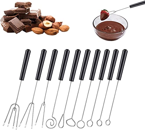 Estink Pralinen Selber Machen, Pralinengabel 10 Stück Schokolade Gabel DIY Backen Edelstahl Schokolade Tauchgabel Set Für Handgemachte Pralinen Fruit Candy Kuchen Fondue Trüffe