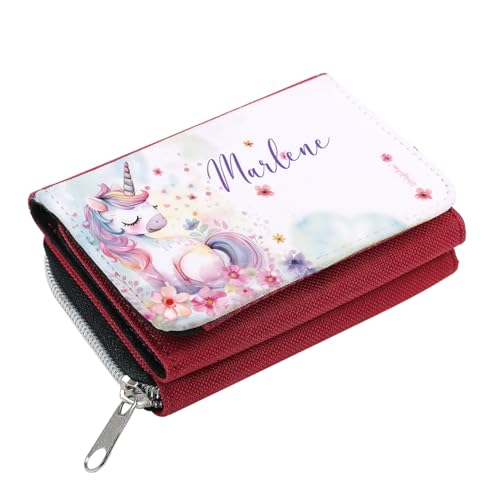 Striefchen® Mädchen Geldbörse mit süßem Einhorn Motiv und Wunschname personalisiert
