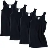 HERMKO 2800 4er Pack Jungen Unterhemd (Weitere Farben) Bio-Baumwolle, Farbe:schwarz, Größe:176