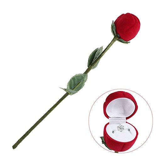 Veewon 1pcs Neuheit-rote Rosen-Blume Samt Ringe Schmuckschatulle Valentinstag Geschenkbox Hochzeit Gehäuse