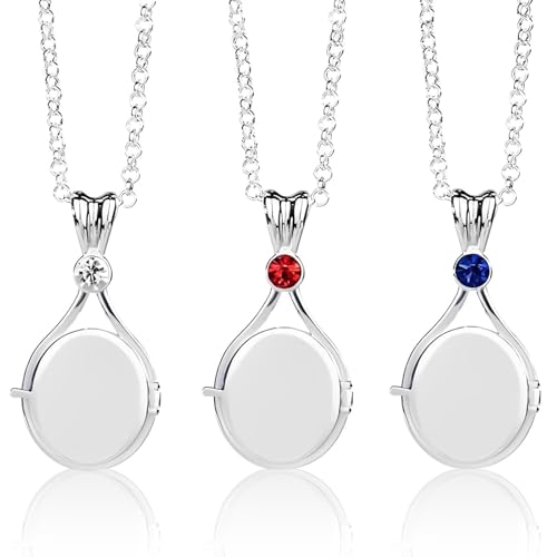 ZhongShuang 3 Pcs Plötzlich Meerjungfrau Kette Mermaid Medaillon, Kette Mädchen Edelstahl Meerjungfrauen Anhänger Schmuck Halsketten, Kette Damen,Passend Für Damen Und Mädchen (Blau Rot Weiß)