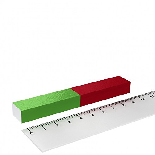 Stabmagnet für Schulungen und Experimente - 100x15x10 Quader - Rot/Grün