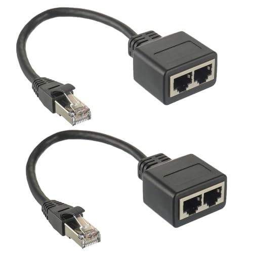 HUAREW RJ45 Splitter Adapter LAN Ethernet Extender 1 männlich zu 2 weiblich Cable für Ethernet Cat5 Cat5e Cat6 Cat7(2 Stück)