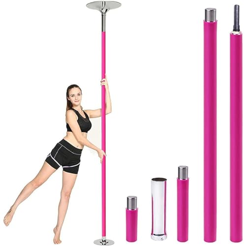 Professionelle Pole-Dance-Stange für Zuhause, tragbare, robuste 45 mm rotierende und statische Silikon-Tanzstange, höhenverstellbare Tanz-Fitnessstange für Training und Übung (Farbe: Pink, Größe: Verl