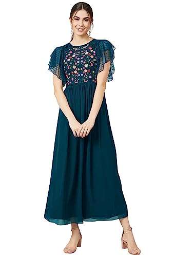 TRENDMALLS Damen Anarkali Kurtis Faux Grergette bestickt, Morpeach, XX-Large