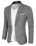 PJ PAUL JONES Herren Anzugjacke Blazer EIN Knopf Regular Fit Sportsakko für Abendessen (Dunkelgrau, M)