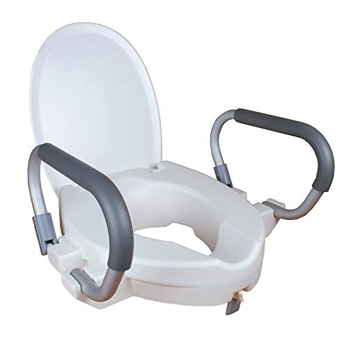 Mobiclinic®, Toilettensitzerhöhung mit armlehnen, Alcalá, 10 cm, Toilettenlift für erwachsene deckel, Ältere und behinderte menschen, Senioren, Farbe weiß