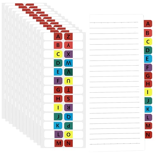 312 Stück Selbstklebende Register Index Tabs Register A-Z Register Alphabetische Register Wasserdicht Registerkarten Indexstreifen Transparente Register Tabs Aufkleber Für Ordner Notebook Bücher