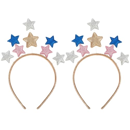 2 Stück Glitzerstern-Stirnband,Weihnachten Sterne Haarreifen,Stern Haar Hoop Stirnband,Pailletten Haarbänder mit Sternen,Party Sterne Haarschmuck,für Karneval Weihnachten Geburtstag Neujahr Party