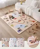 Wolkenweiche Spielmatte Baby 160x120x1,5cm – Kinderzimmer Teppich mit hochwertigem Memory-Schaum – Krabbelmatte Baby mit rutschfester Unterseite – Autoteppich für Kinder, Kinderteppich, Straßenteppich