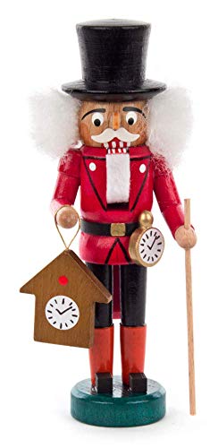 Rudolphs-Schatzkiste Mini Nussknacker Uhrenhändler bunt Höhe: 14 cm NEU Erzgebirge Nußknaacker Holzfigur Weihnachtsfigur