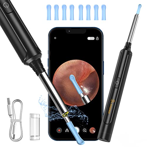 Ohrenschmalz Entferner Otoskop, VITCOCO WiFi Ohrenreiniger Kamera 5MP HD Ohr Kamera IP67 wasserdicht Ohrenspiegel 3.5mm Linse Ohr Endoskop mit 6 LEDs für iPhone, iPad und Android-Smartphones(Schwarz)
