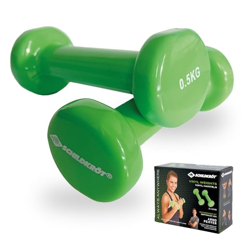 Schildkröt® Vinyl Hanteln 0,5kg Set - ideal für Gymnastik-, Aerobic- und Fitness-Training - zwei gummierte Hanteln - Grün & Anthrazit