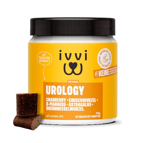 ivvi Urology – Blasen und Harnwege Snacks mit Funktion für Hunde, bei Blasenentzündungen, Inkontinenz und Harnwegsinfektionen - 60 leckere Snacks (270g) mit Ente