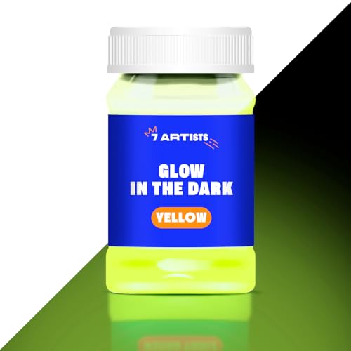 7 Artists Fluoreszierende Acrylfarbe Neon Gelb 100 ml | Nachtleuchtende Farbe auf Wasserbasis | Fluoreszierende Leuchtfarbe Acryl zum Bemalen von Holz Papier Stein Karton