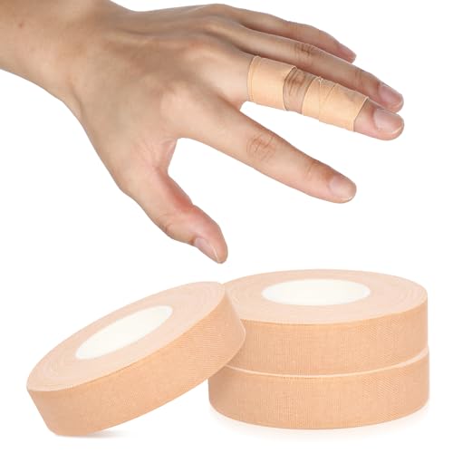 Hautfarbe Fingertape Stark, 3 Rollen Tape Sport Kinesiologie Tape Sporttape Fingertape Physio Tape Sporttape Weiß Tapes Fussball Sporttape Medizinisches Klebeband Fußtape für Klettern, 1.5cmX10m