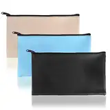 Geldbeutel Bank Taschen, 3 Stück Banktasche, Bankmappe PU Banktasche A5 Dokumente Geldmappe Banktasche mit Reißverschluss 27 x 15 cm für Schule Haushalt Geschäftlich