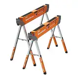 Bora Portamate Speedhorse XT Sägebock-Paar, 76,2–91,4 cm höhenverstellbare Beine, Metallplatte für 2 x 4, Heavy Duty Pro Tischsägebock für Bauunternehmer, Tischler – PM-4550T, Orange, 2 Stück