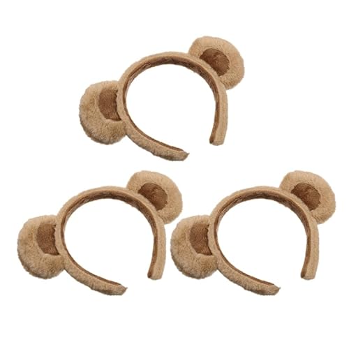 Chipmunks Ohren: 3 Stück Bärenohren Stirnband Plüschtierohren-Kopfbedeckung Haarband Süße Bärenohren Stirnband Party Kopfbedeckung Cartoon für Erwachsene Jungen Mädchen Halloween Weihnachtsfeier