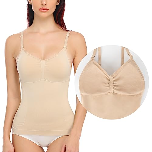 SLIMBELLE Damen Unterhemd Bauch Weg Camisole Top Body Shaper Nahtloses Figurformendes Tanktop Shaping BH Hemd Formendes Top Spaghettiträger Oberteil