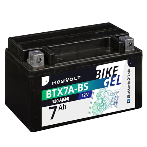 HeyVolt GEL Motorradbatterie 12V 7Ah 50615 BTX7A-BS YTX7A-BS CTX7A-BS SLA12-7Z-S FTX7A-BS GTX7A