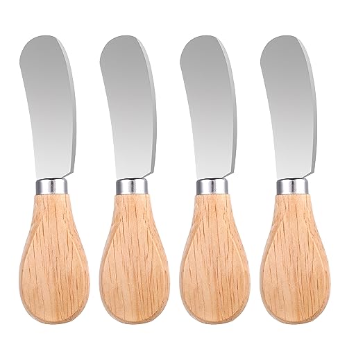 Grevosea 4 Stück Butter Knife,Buttermesser,12cm Tortenmesser Edelstahl Buttermesser Klein Käsemesser Set Buttermesser für Käse Butter Marmelade Tägliches Frühstück Spreader