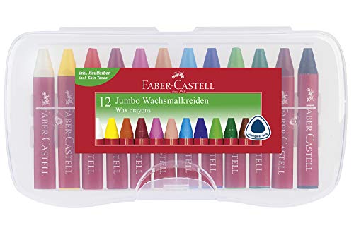 Faber-Castell 120011 - Wachsmalkreiden Jumbo, 12er Box sortiert