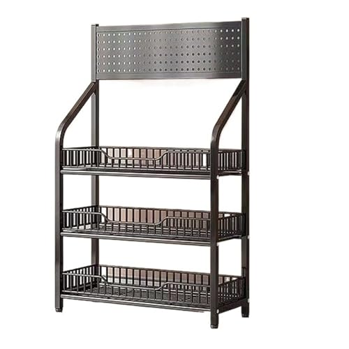 Obst Gemüseregal Organizer Supermarkt-Präsentationsregal für Obst und Gemüse, 3-stufiges Präsentationsregal für den Supermarkt, Verkaufsregale, kommerzieller Snack-Organizer für Convenience