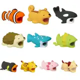 JEXOWIQ ladekabel schutz - 10 pcs USB Ladekabel Schutz,Tiere Kabel Kabelschutz,Cute Animal Data Line Protector Bites Cable External Protector Anti-Fracture Prevents Breakage