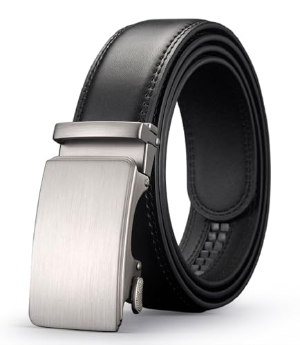 Acewin Ledergürtel Herren, Automatik Gürtel Herren, Arbeitsgürtel, Verstellbar, Breit 35mm (03-Basic Schwarz, 120 CM)