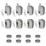 Relota 8 Stück Duschkabine Rollen 23mm, Laufrollen Schiebetür mit 8 Deckel, Anti-Rost Duschtürrollen, Duschtür Rollen, Badezimmer Ersatzteile für Glas Dusch Schiebetüren, Duschkabinen, Duschtüren