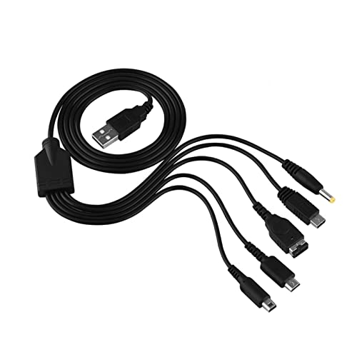 Goshyda USB-Ladeleitung, tragbares 5-in-1-Multifunktions-Ladekabel für NDS LL/XL 3DS Wii U PSP