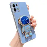 Miagon Blau Galaxie Astronaut Ständer Hülle für Xiaomi Redmi Note 13 Pro 4G,Cute Mädchen Dünn Galvanisierte Schutzhülle Weiches Case Bumper mit Astronaut Halter Kickständer