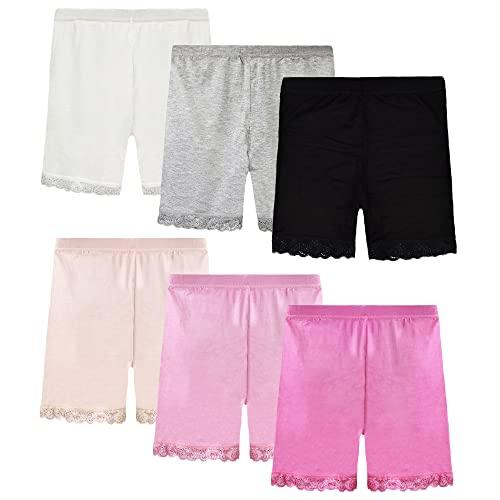 GENTABY Mädchen Shorts Unterhose Schwarz Radlerhose Weiß Rosa Sport Tanz Fahrrad Strand Shorts Baby 6 Farbe Kinder Weiche Sicherheitskleid Höschen 6er Pack für 2-3 Jahre Mädchen