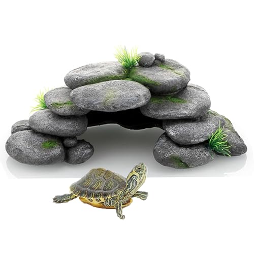 Aquarium Simulation Felshöhlen Dekoration Schildkröte Basking Platform Reptil Versteck Versteck Höhle Aquarium Landschaftsdekoration Terrarien Dekoration für Schildkröten Reptilien