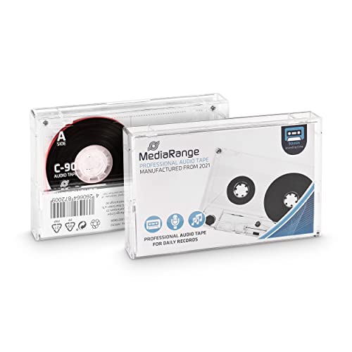 MediaRange Professionelle Audiokassette, C-90 I 90min, Typ 1, Normale Bias, transparent