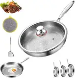 Titanpfanne, gehämmerte Titanpfanne Pro mit Deckel, 100% Antihaftbeschichtung, gehämmert, Titan-Bratpfanne, gleichmäßiges Erhitzen for Kochen, for Kochen(26cm)