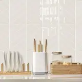 Alwayspon 3D-Vinyl-Wandfliesen-Aufkleber, selbstklebend, wasserfest, Spritzschutz, zum Aufkleben, 29 x 22,9 cm, Weiß / Beige, 10 Bögen