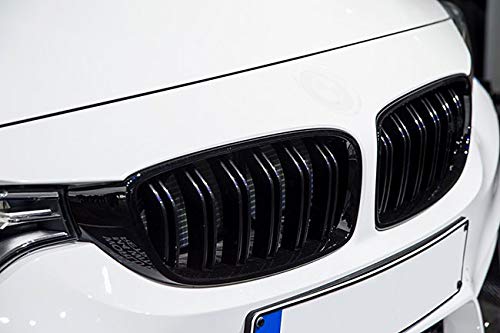 Passend für 3er F30 F31 Schwarz Glanz Kühler- Sport- Front- Rippen- Grill Doppelsteg Links Rechts Set 2011-2019