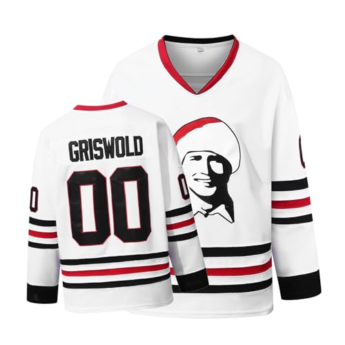 YWIES Griswold #00 Movie Christmas Hockey Trikots Stitched Letters and Numbers S-XXXL, Weiss/opulenter Garten, XL