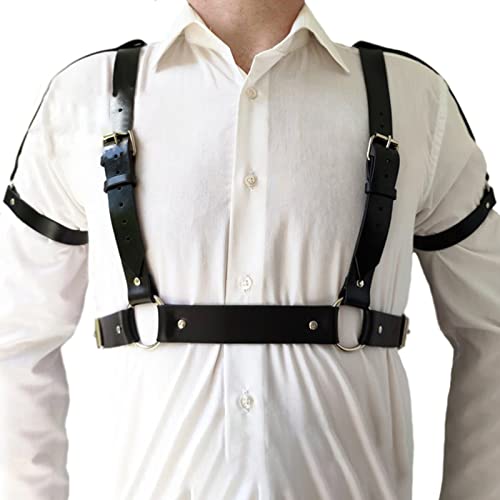 WOPOLIUE Herren Verstellbare Brust Harness, Gay Harness Geschirre Sexy Leder Harness für Männer Harness Brustgurt Fetisch PU Leder Brust Geschirr Cosplay Rave Outfit Sexy Sklave Clubwear